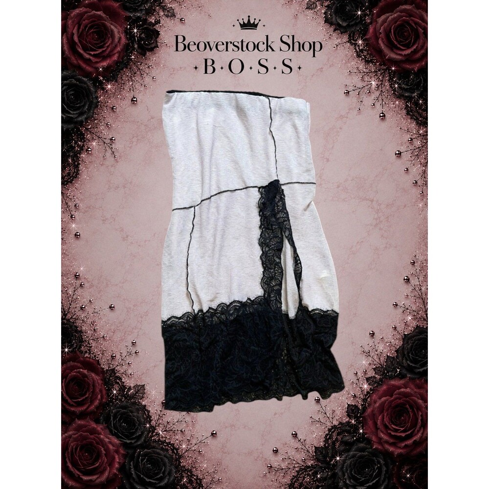 RARE Free People Midi Skirt – Pale Mauve with Black Lace Trim (Size S)
